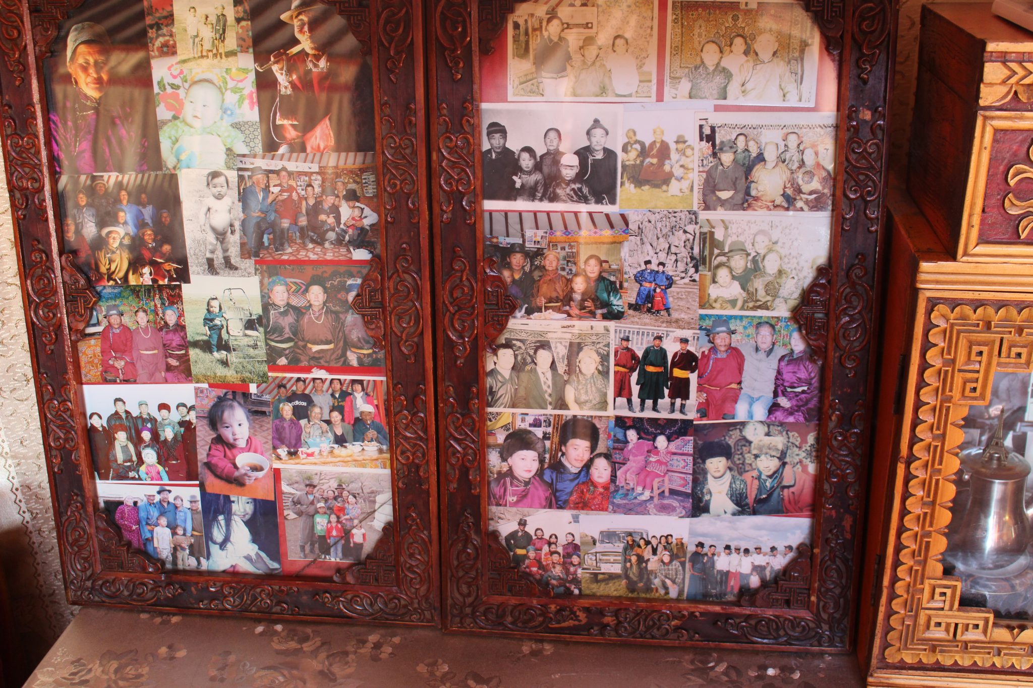 photos displayed in our host family's main ger, or Mongolian yurt